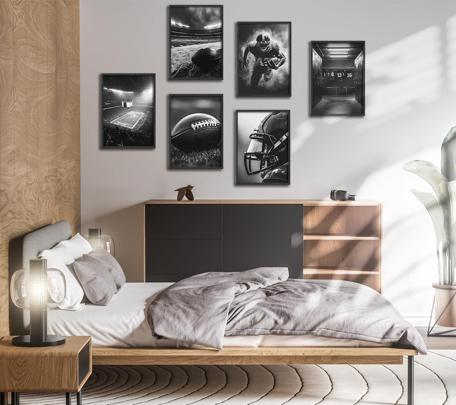 6Pcs Football Canvas Wall Art Rugby Field Stadium Sports Theme Picture Wall Decor Black White American Football Gaming Posters Painting Prints Artwork for Kids Boys Room Locker Room Dorm Living Room - Image 9