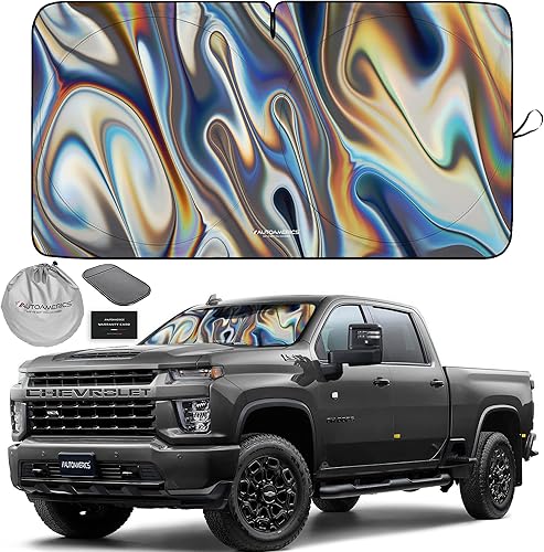 Miniatura 63 de Autoamerics Parasol de Parabrisas de Una Pieza - Parasol Cromado Líquido Plegable para Ventana Delantera de Auto para Carros SUV Camión - Protector