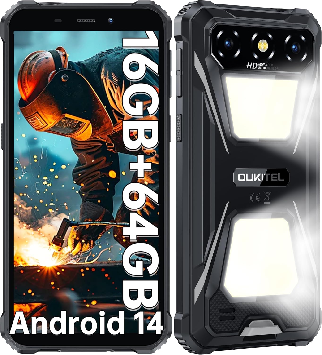 OUKITEL G5 Rugged Smartphone Unlocked – 16GB+64GB (1TB TF) Rugged Android Phone with Camping Light, 6300mAh Battery, 6.0″ HD Screen Cell Phone, 13MP Main Camera, Face ID/GPS, Supports T-Mobile, Black OUKITEL G5 Rugged Smartphone Unlocked – 16GB+64GB (1TB TF) Rugged Android Phone with Camping Light, 6300mAh Battery, 6.0″ HD Screen Cell Phone, 13MP Main Camera, Face ID/GPS, Supports T-Mobile, Black