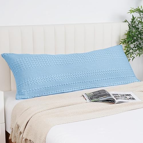 Miniatura 18 de PHF - Fundas de almohada 100% algodón con tejido gofre europeo, 26 x 26 pulgadas, 2 unidades para decoración elegante del hogar, sin relleno