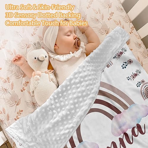 Miniatura 10 de Juego de ropa de cama personalizado para cuna de bebé, juego de 5 piezas para cuna de bebé, diseños de arcoíris, manta con nombre personalizado con