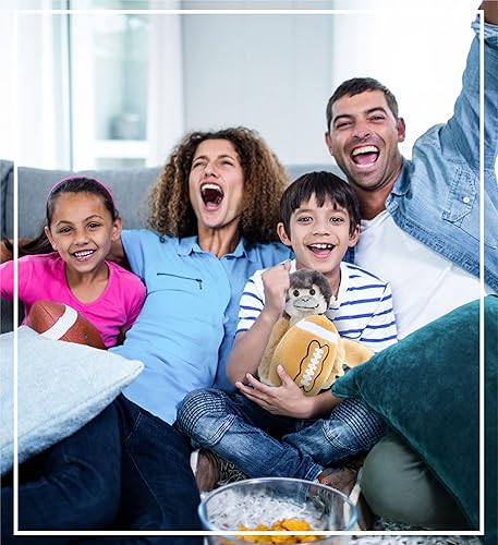 Miniatura 7 de DolliBu Mono de ardilla de peluche con felpa de fútbol – Suave mono de ardilla abrazable, adorable juguete de peluche para jugar, lindo regalo de