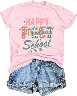 First Day of School Shirts Teacher Shirt Elementary T-Shirt Back to School Tee Cute Learning Graphic Casual Summer Tops