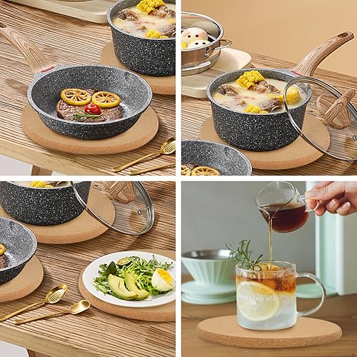 Miniatura 28 de Cork Hot Pads for Kitchen,4 Pack High Density Thick CorkTrivets for Hot Dishes 8" Heat Resistant Large Cork-Coasters Placemats for Table, Kitchen