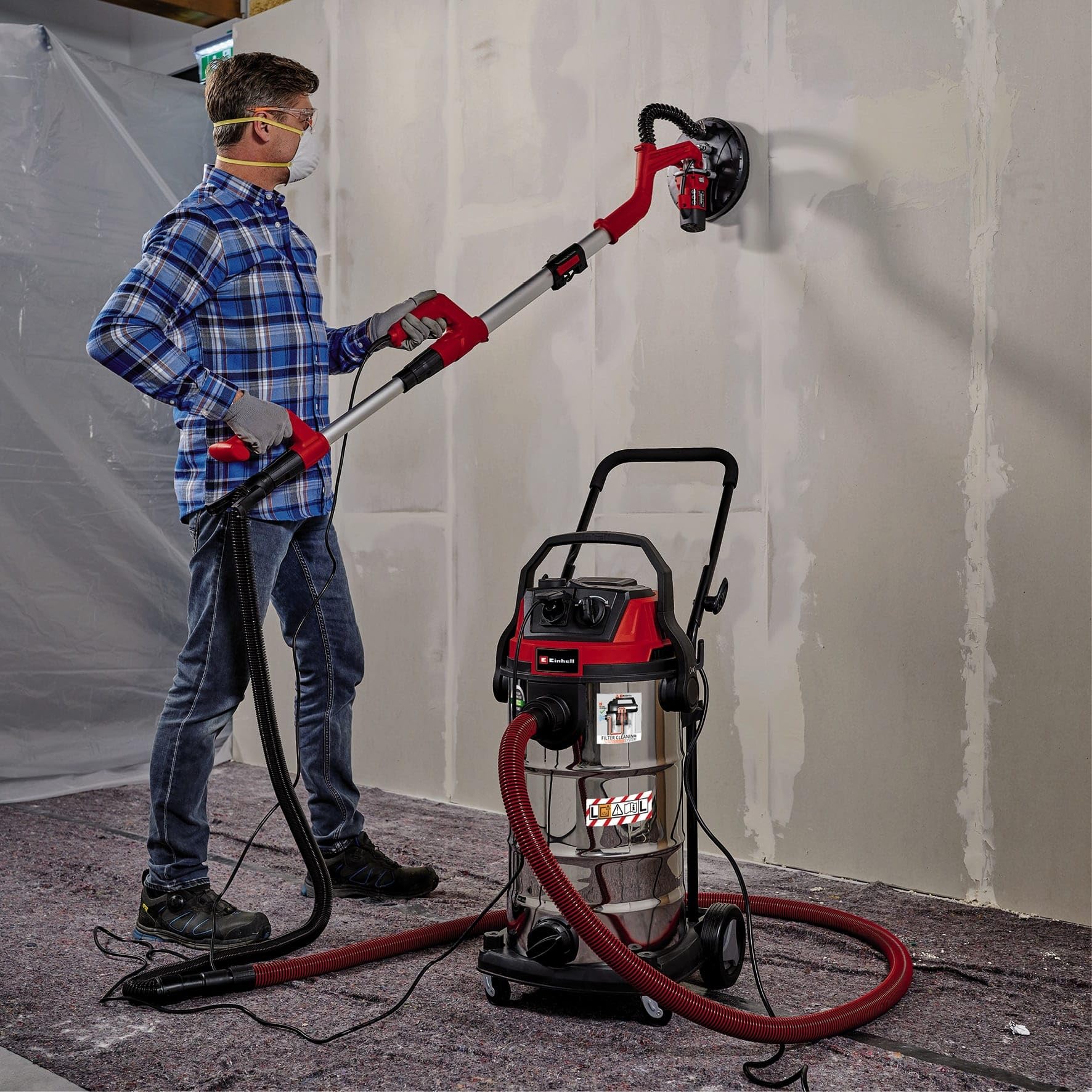 Einhell Te-Vc 2340 Odkurzacz Przemysłowy, Czerwony/Czarny/Srebrny, 40 l