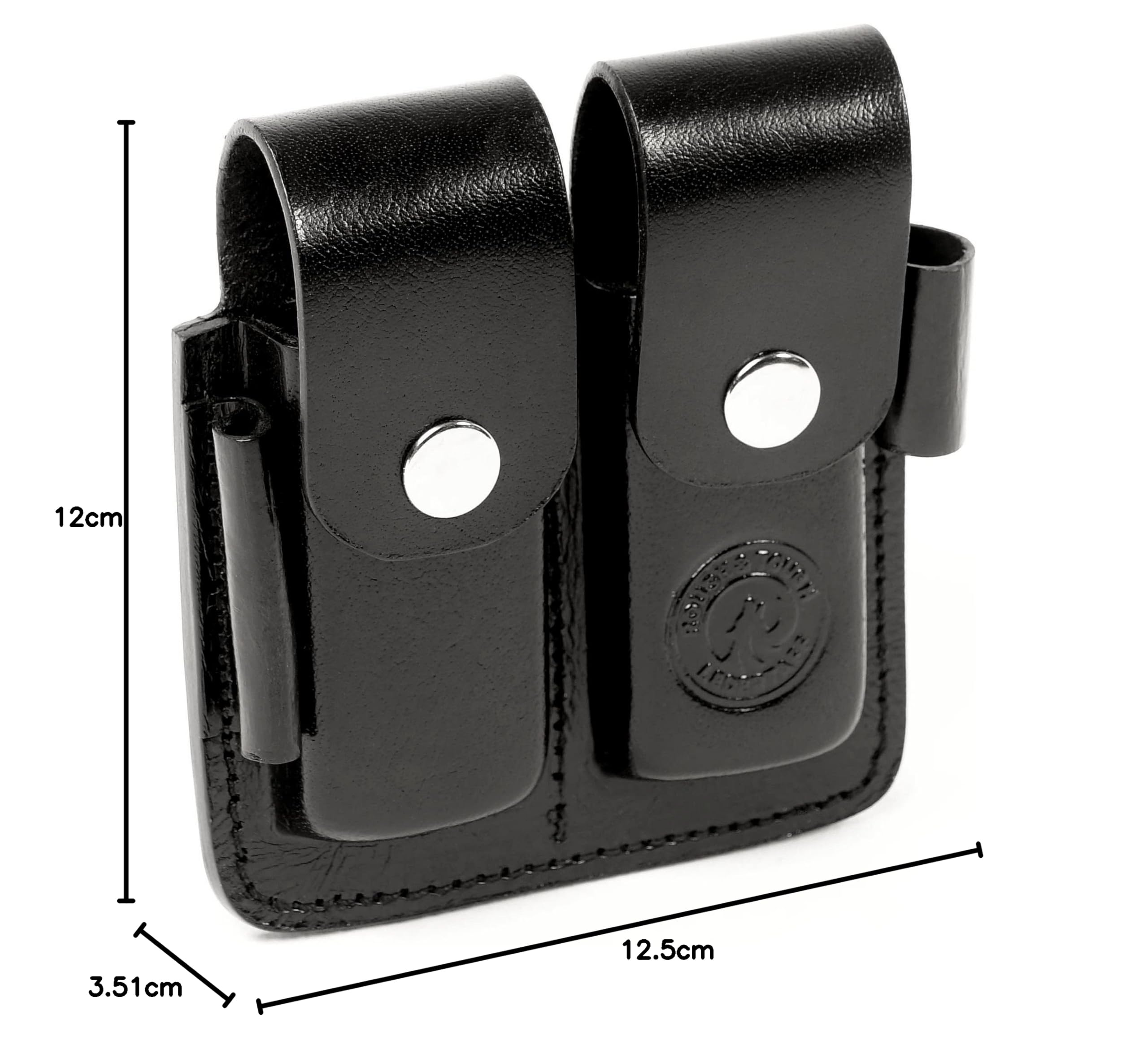 Lederholster für Leatherman und andere Multitools zum Tragen am Gürtel, Platz für Bit Kit und Extender, braun/schwarz, klein für Wave, groß für Mut