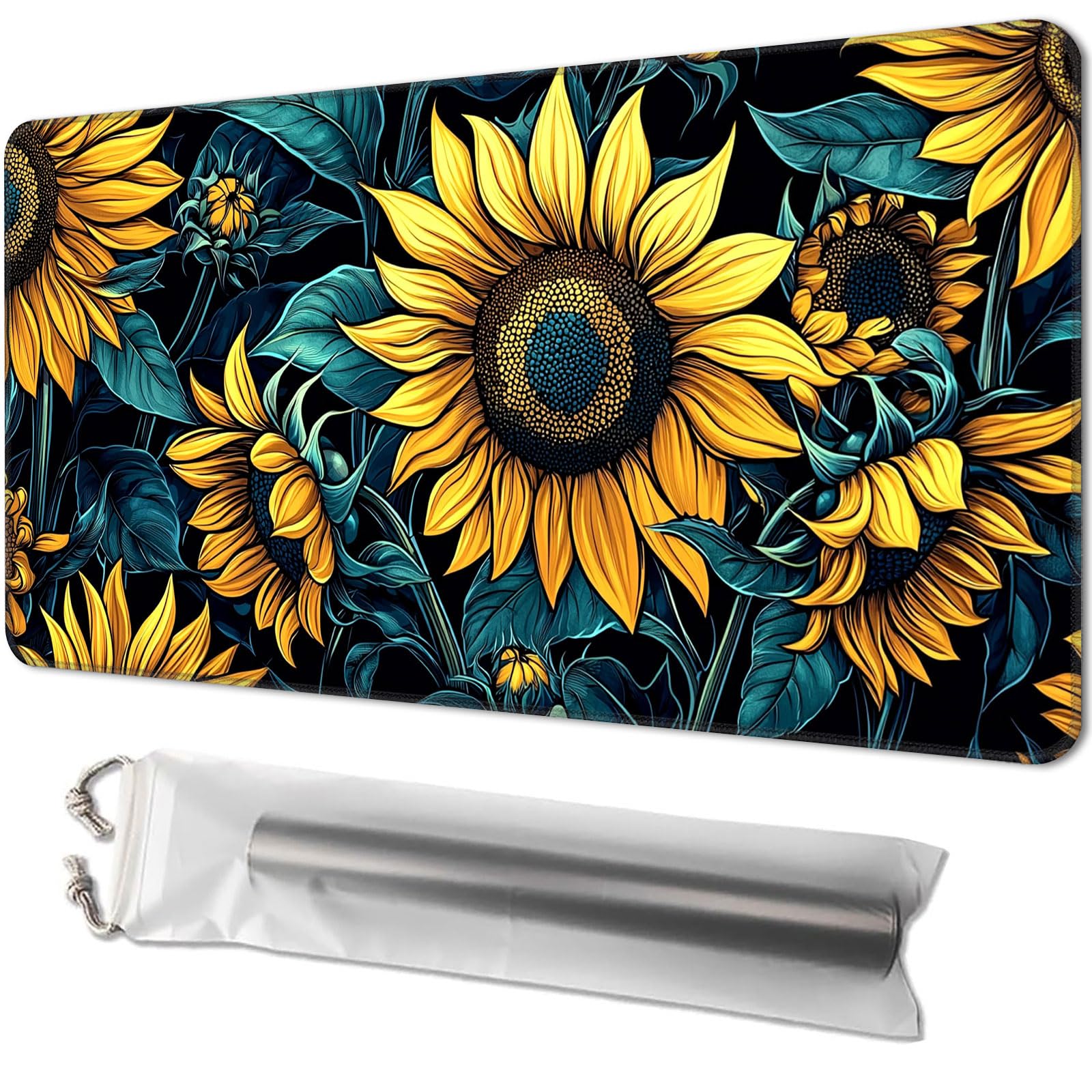 Playmat for TCG, with Free Storage Bags, Game Mat 24 x 14 inches, MTG and Board Game Mat for Cards, Ideal for Card Game Enthusiasts, Sunflowers