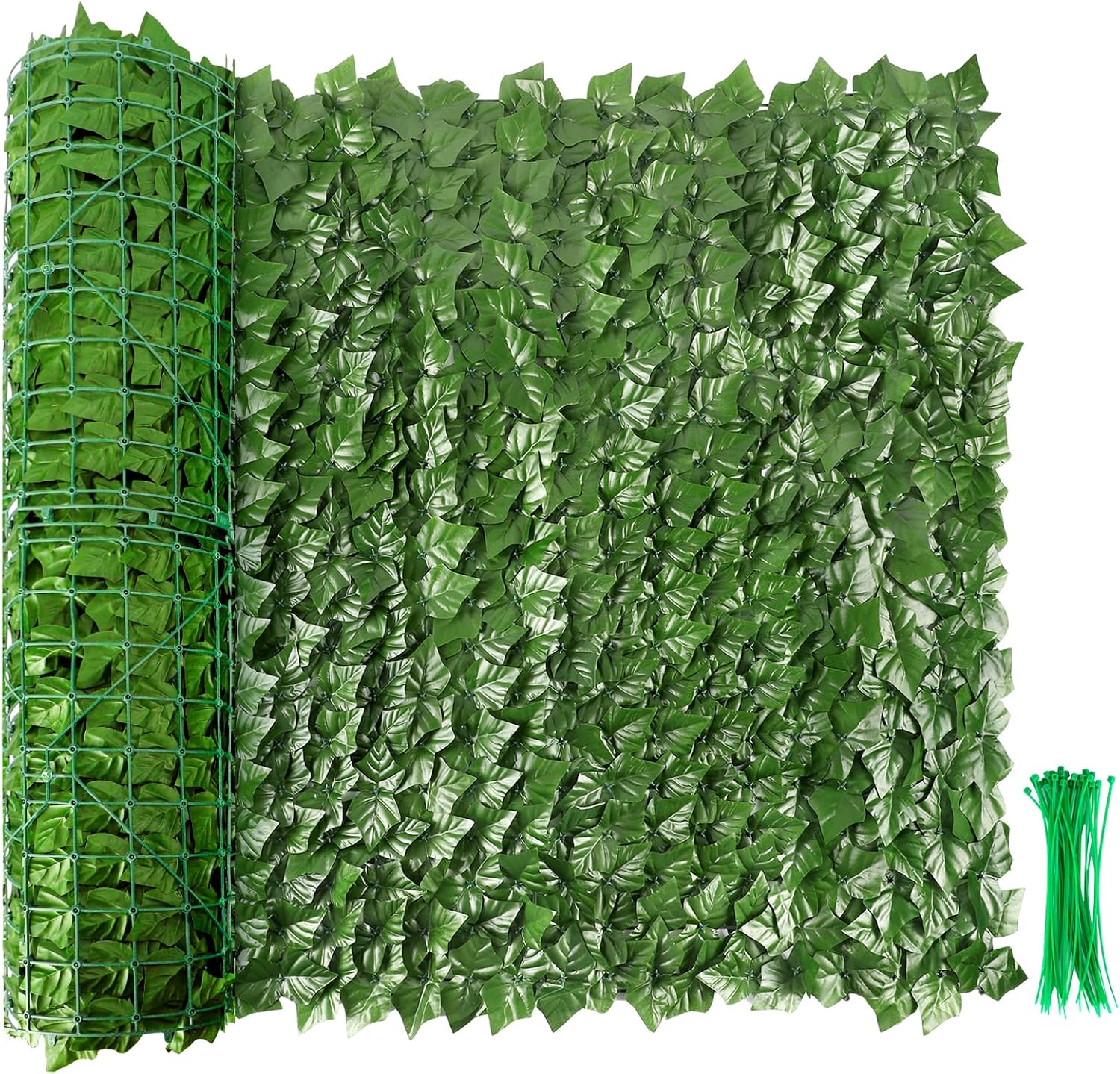 Whonline 98.4 X 39.4in Artificial Ivy Privacy Fence Screen, Expandable Faux Privacy Fence, Fake Ivy Leaves Hedge with 30pcs Zip Ties for Outdoor Apartment Decor 98.4*39.4inch