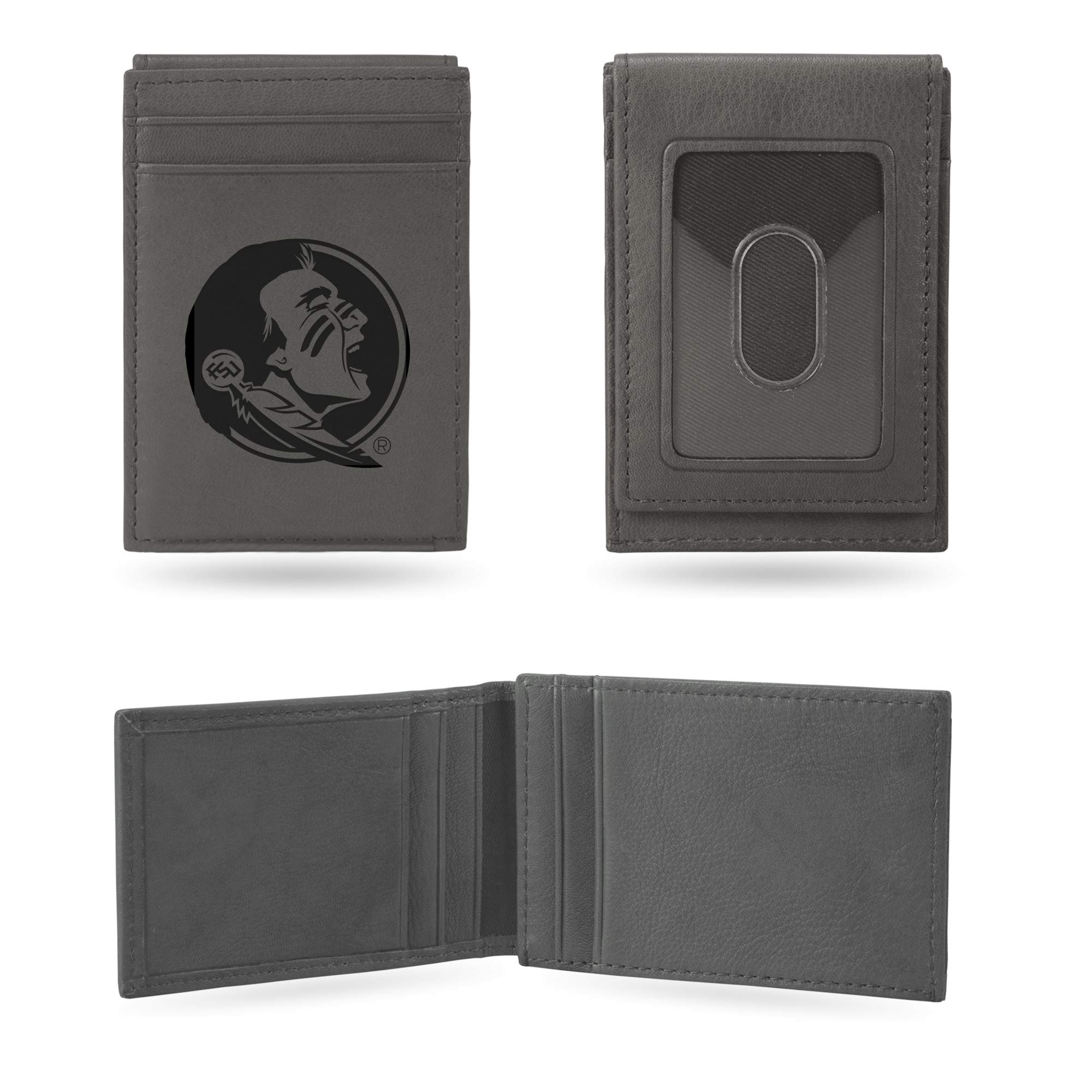 Rico Industries NCAA Gray Laser Engraved Front Pocket Wallet - Compact/Comfortable/Slim