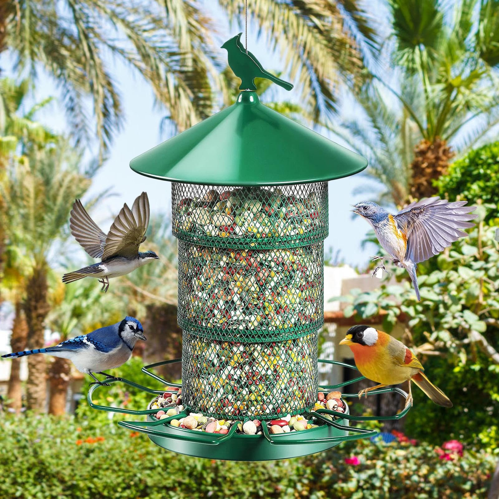 Mangiatoie per Esterni Grande e Resistente a Tutte le Intemperie | Stazione Mangiatoia per in Metallo da Esterno Per Fringuelli Corvi Donne Mamma Cortile Finestra Giardino Terrazza