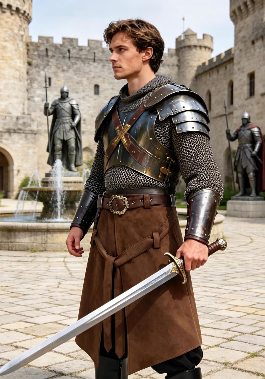 Medieval Waist Armor Steampunk Wide Belt Men Warriors Knights Skirt for LARP