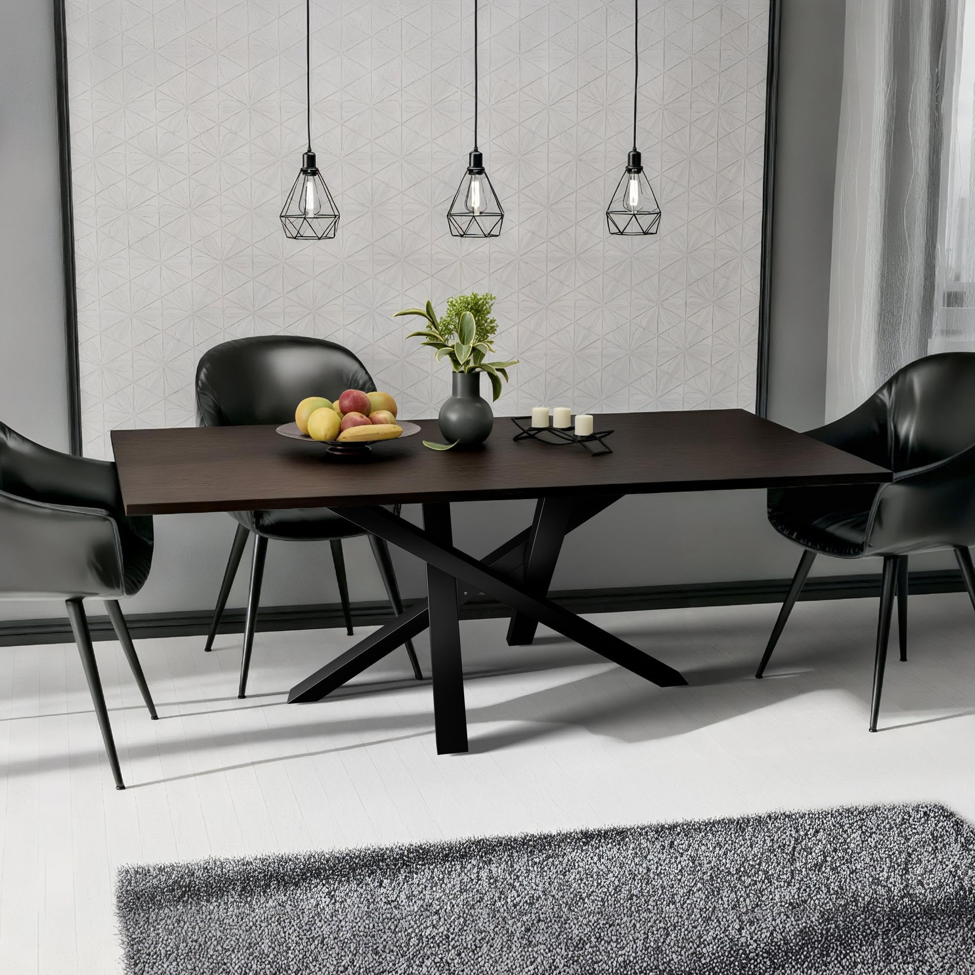 CLP Pieds de Table en métal Noir Finney, Patins de Table pour Tables à Manger DIY, en Acier revêtu par Poudre, Hauteur 72 cm Couleur:Noir;Taille:120x60x72 cm