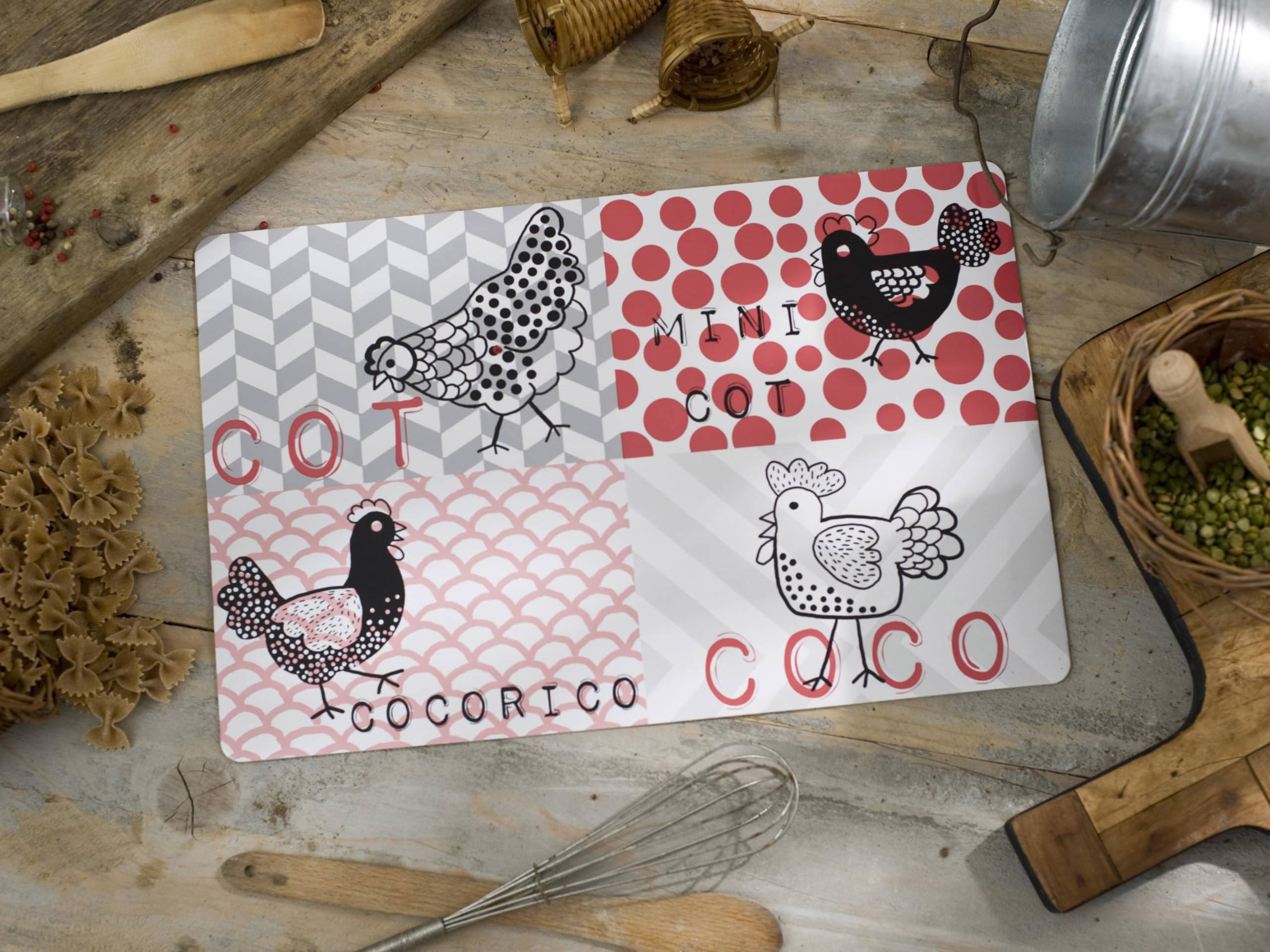 CALITEXSet of 6 Cocorico PVC Placemats 44 x 28 cm