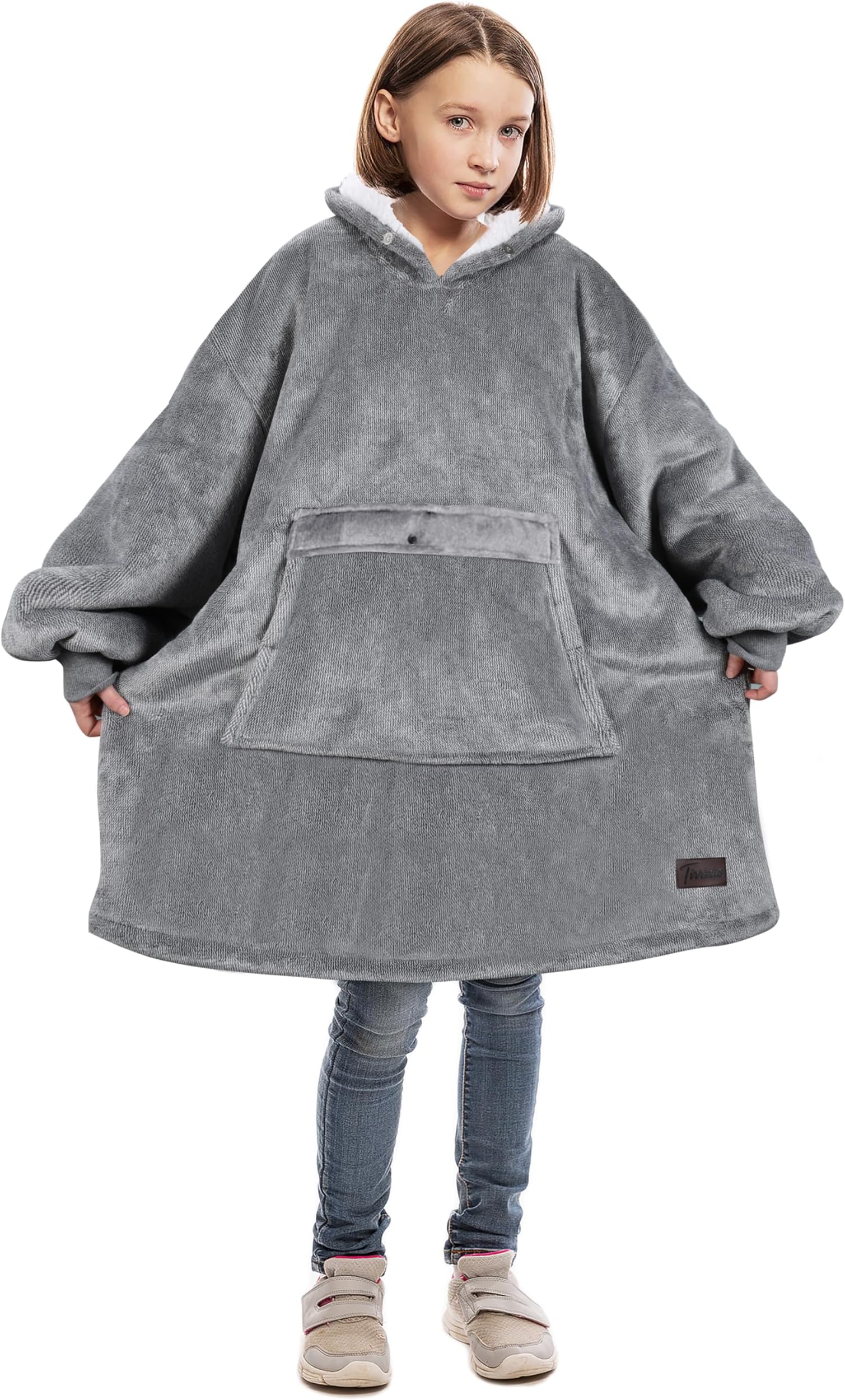 Blanket Hoodie for Kids, Oversized Wearable Sherpa Sweatshirt Pullover for Teens Youth, Gift Idea