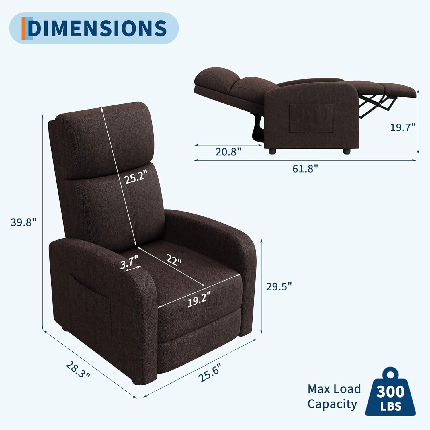 Garvee R1 Recliner Chair Dimensions