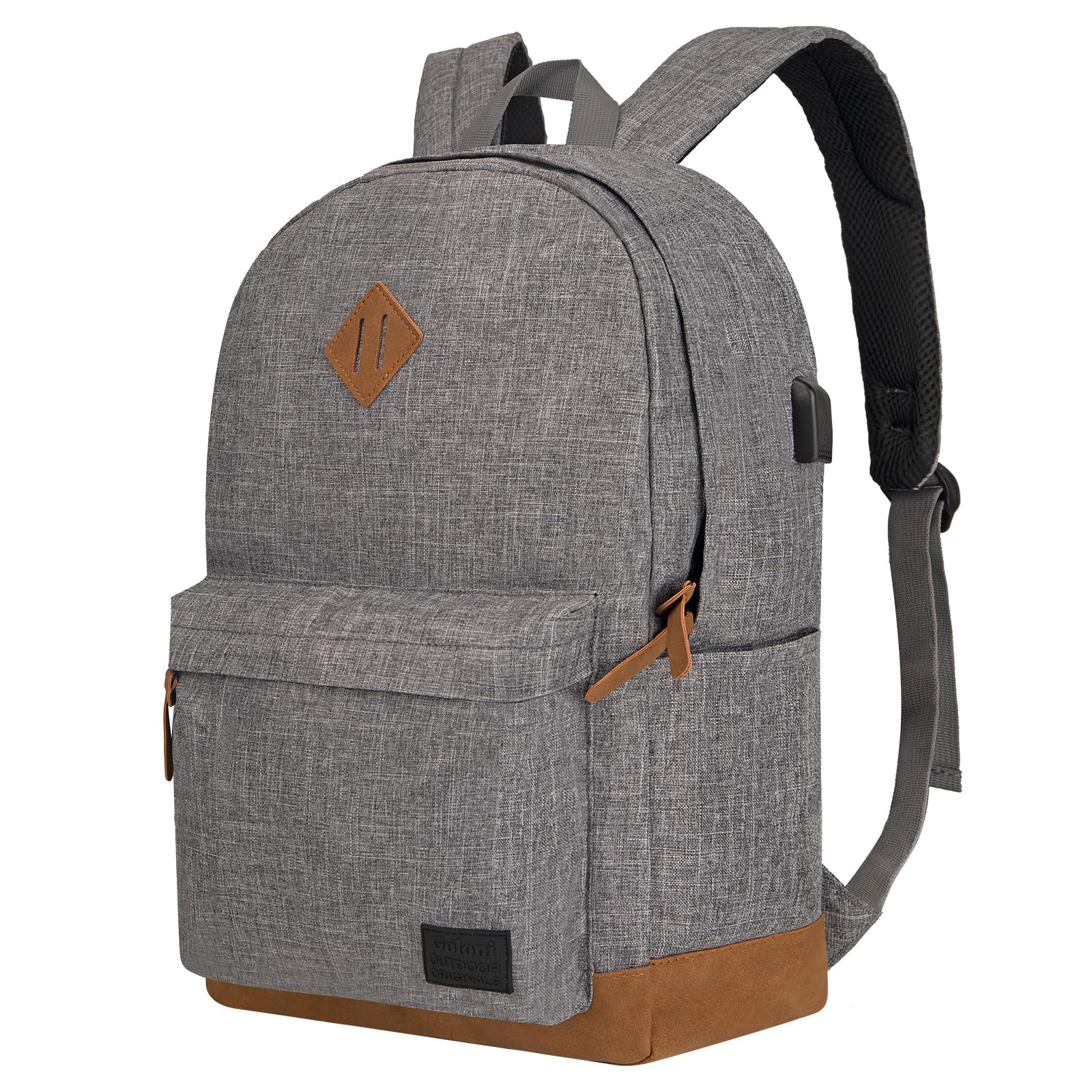 Goloni Backpack for Men Women,Travel Laptop Backpack, Water Resistant 17.3 Inch USB Charging Backpack, Large Capacity Work Commute Bag,Grey