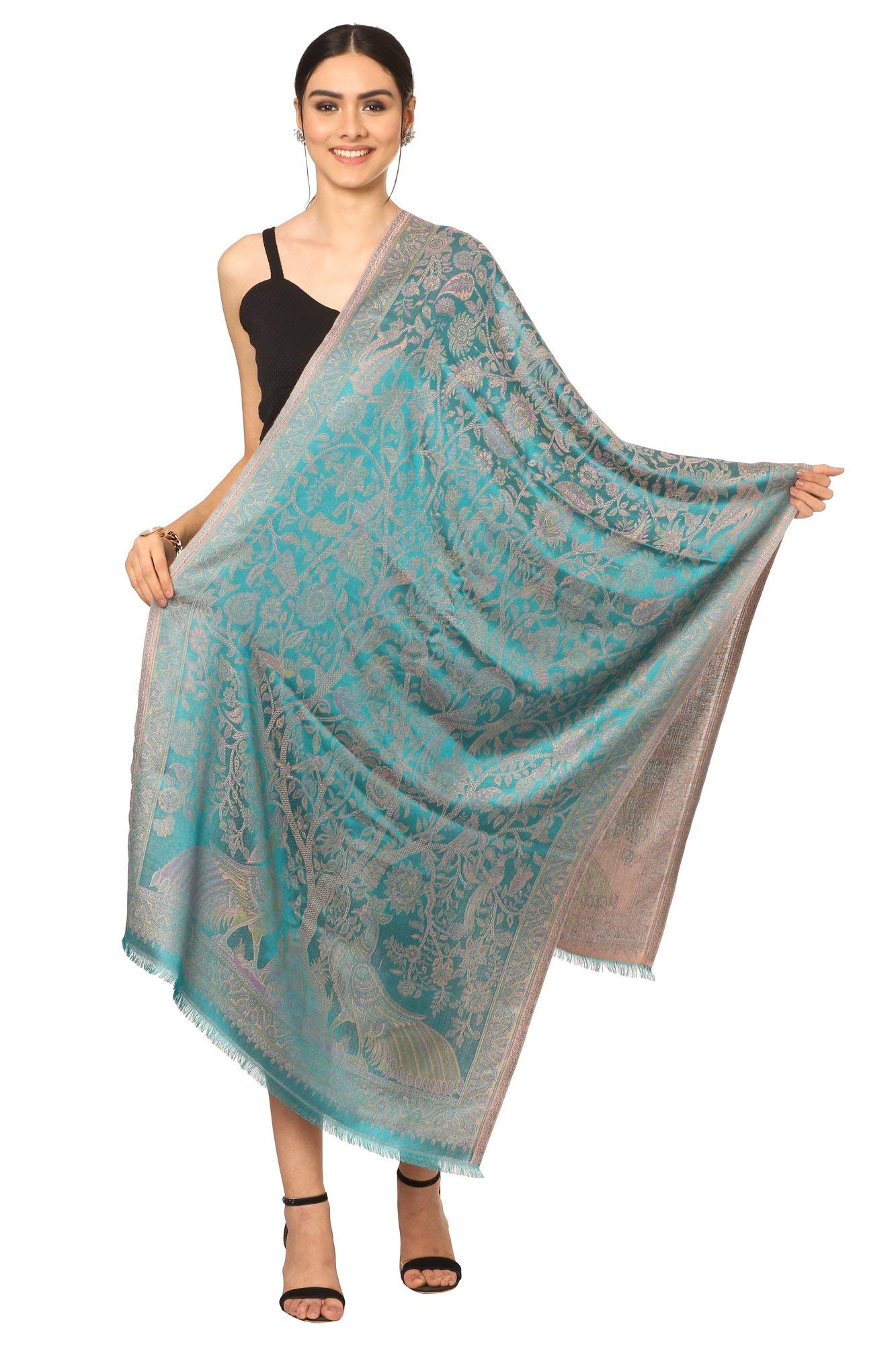 pashtush Women's Kaani Design, Soft Bamboo Scarf, Casual Shawls, Stoles, Wraps (soft Bamboo) Black-picture-35
