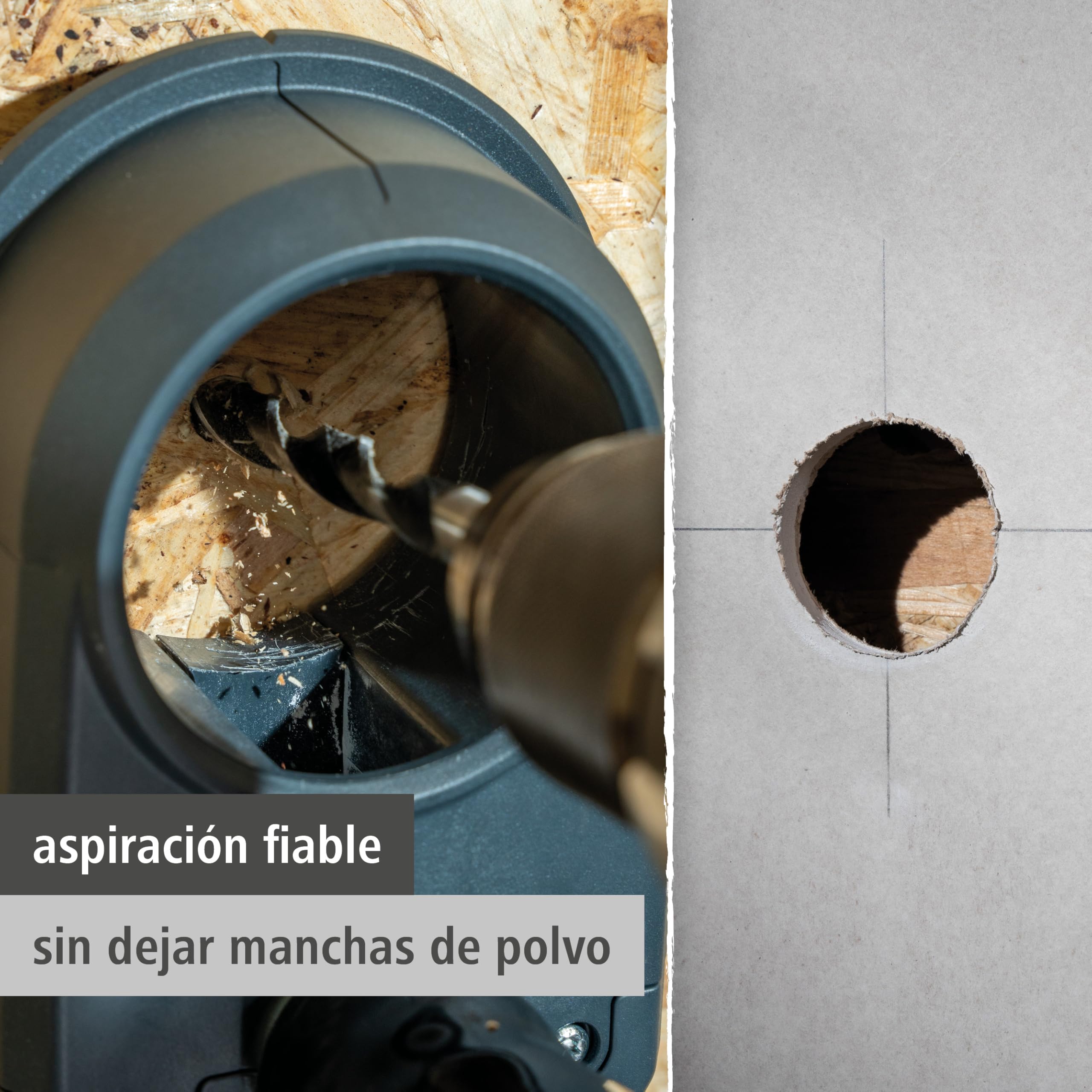 wolfcraft Sistema de aspiración HSD 68/100-5954000 - Sistema de aspiración de polvo de uso universal, ideal para trabajos con sierras de corona y brocas