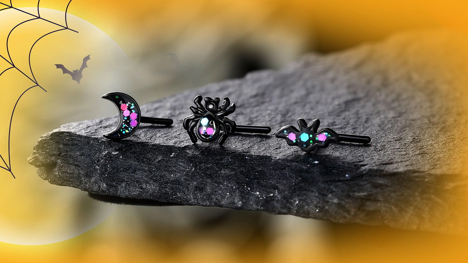 Anneau Septum Papillon Halloween - Acier Inoxydable 316L, 16G - Diamètre 8mm Ou 10mm - Pour Homme Et Femme