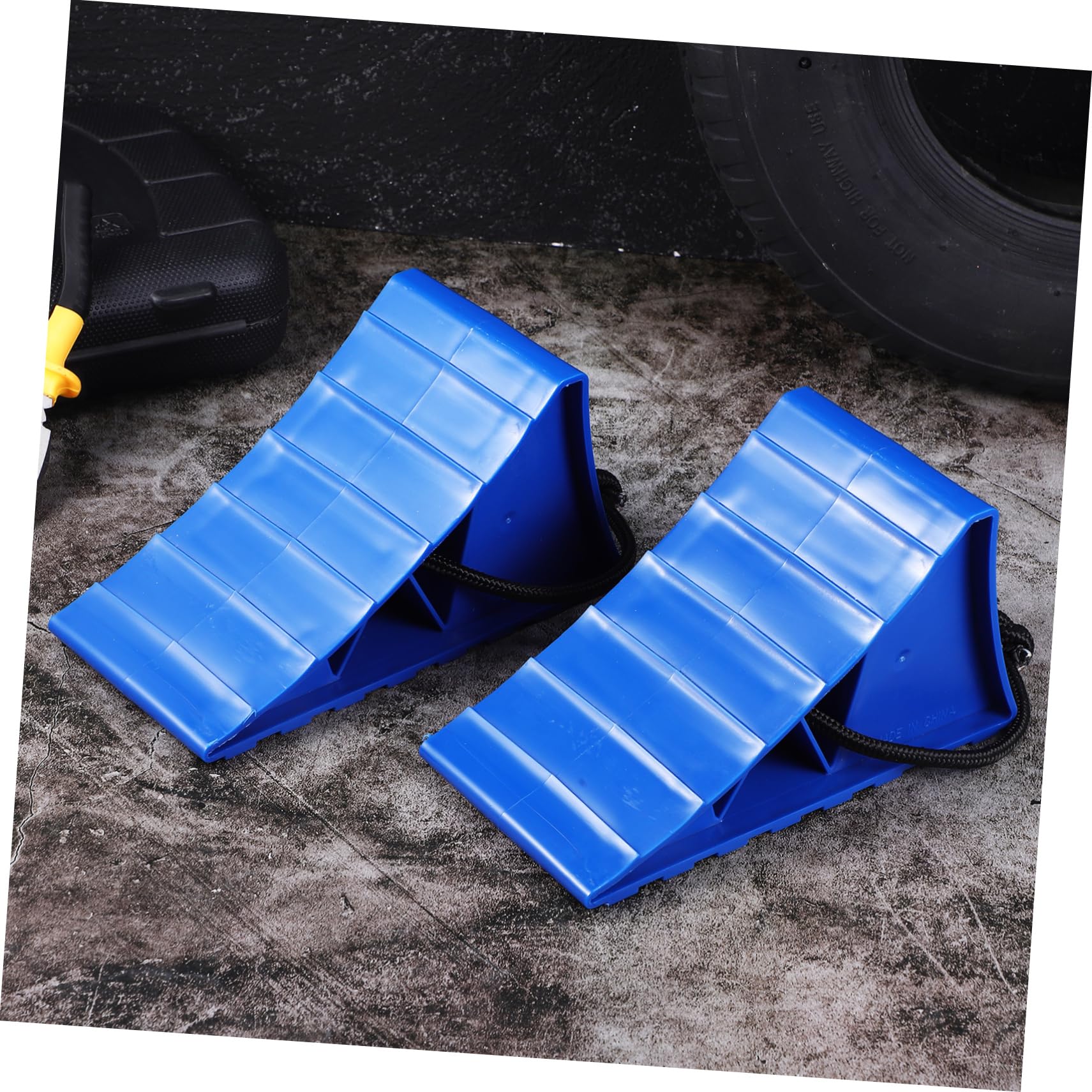 GLEAVI Calzos para Ruedas de Vehículos Azules de Plástico, 2 Piezas