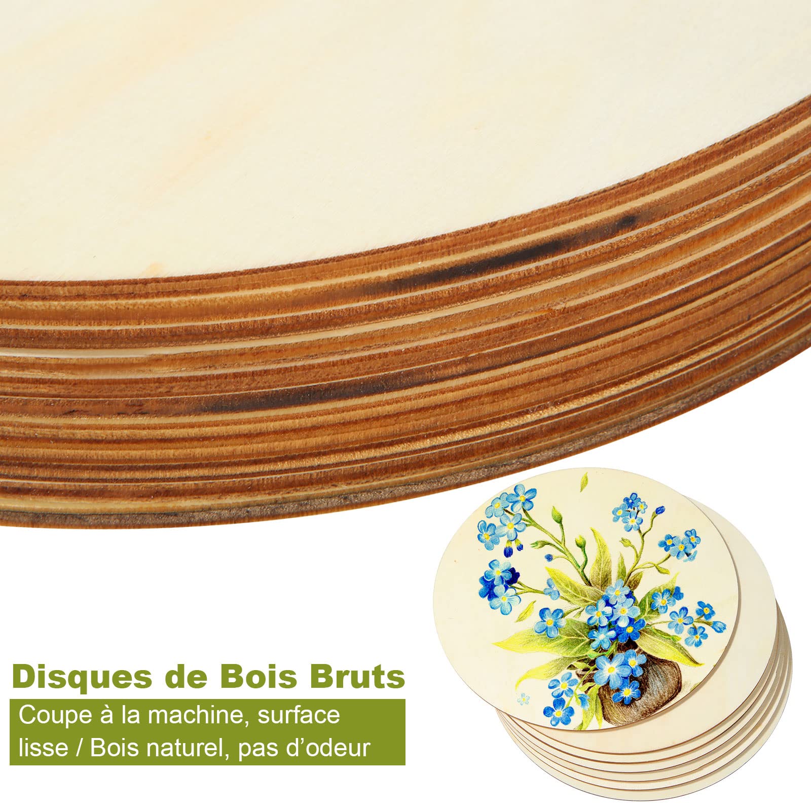 6 Pcs Disques De Bois Bruts Rond Panneaux En Bois 30 Cm Diamètre & 3 Mm