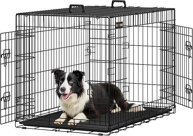 Cage pour Chien Pliable XL avec 2 Portes et Plateau Amovible - Noir