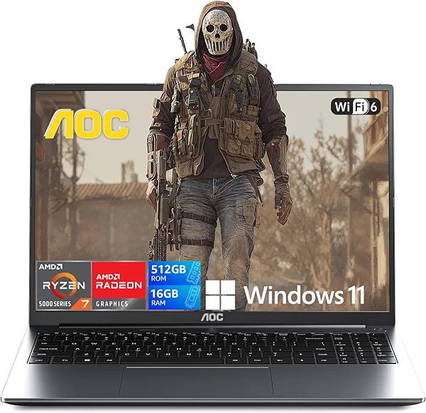 2025 AMD Laptop, 16 inch Laptop Computer with AMD Ryzen 7 7735HS Processor (8C/16T, up to 4.75GHz), 16GB DDR5 512GB NVMe SSD Work Laptop, 16″ FHD Display, Metal casing, WiFi-6, Backlit KB, Webcam,HDMI