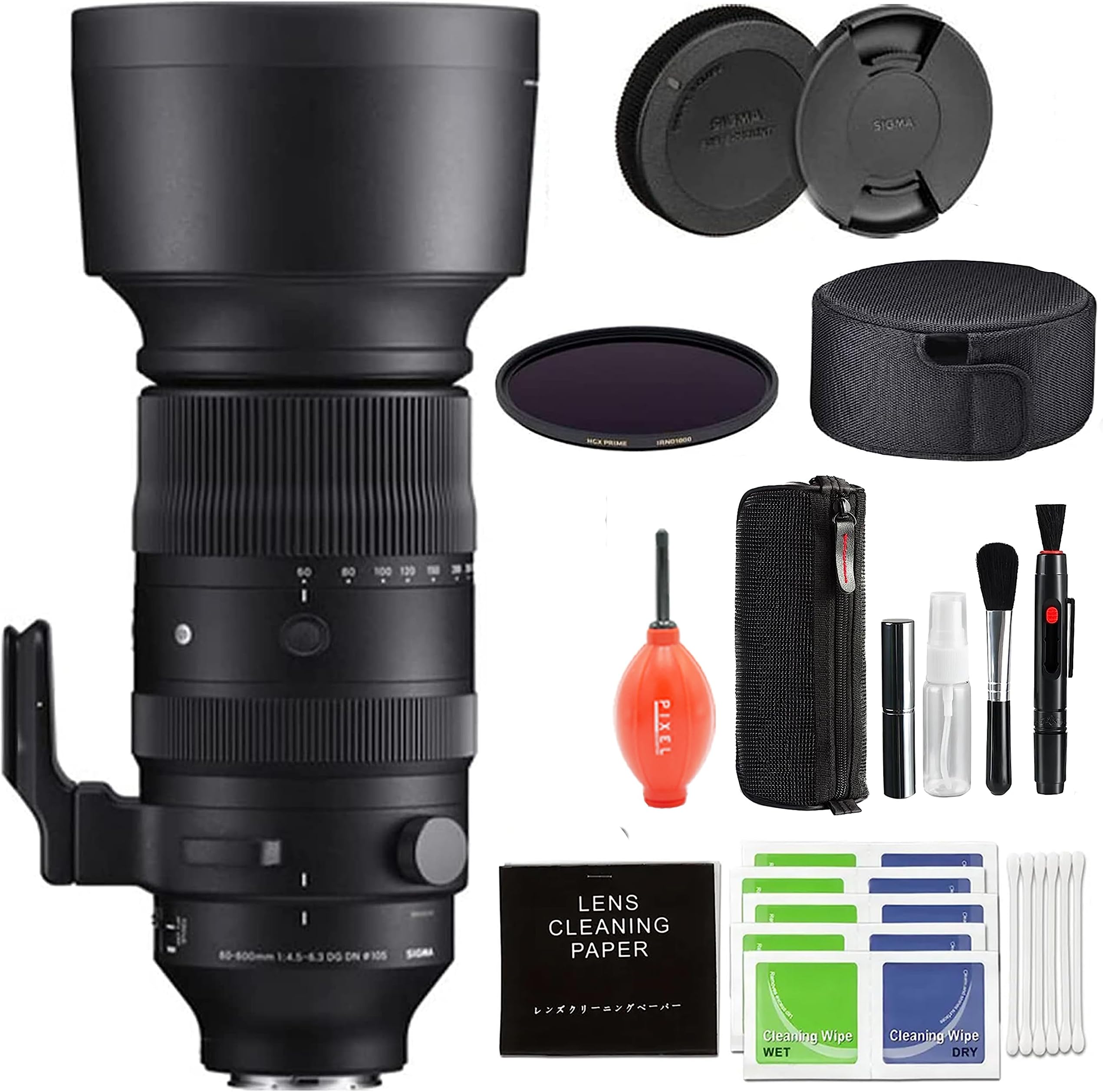 Sigma 60-600mm f/4.5-6.3 DG DN OS Sports Lens for Sony E-Mount (Black) Bundle with Advanced Accessories | Extended 3 Years Sigma Warranty | 732965 | Sigma 60-600mm Sony e Mount Lens