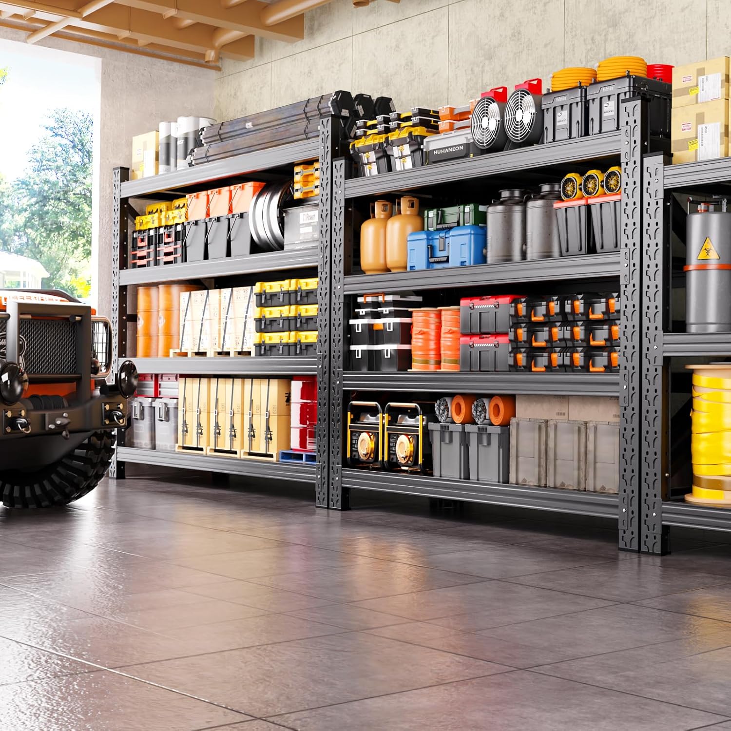5000LBS Heavy Duty Storage Shelves, 59" W Adjustable Garage Shelving Unit, Rust Proof Large Metal Storage Rack, 20"Dx59"Wx54.3"H Industrial Shelving for Warehouse, Basement, Shop, Supermarket