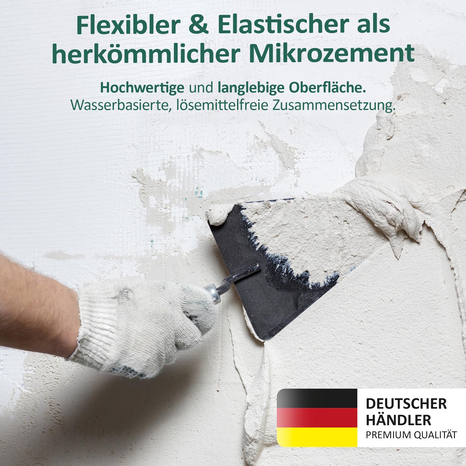 DSM PrimeCoat akrylowa wykładzina szpachlowa masa szpachlowa do bezspoinowego prysznica i łazienki – zestaw na ok. 4-5 m², M24 szary drogowy, wraz z mieszanką strukturalną Easy Fine – na ścianę