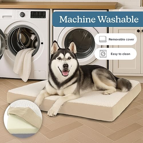 Vista 39 de PETMAKER Cama ortopédica para perros, colchón de espuma viscoelástica de 2 capas de 30 x 20.5 pulgadas con funda de sherpa lavable a máquina