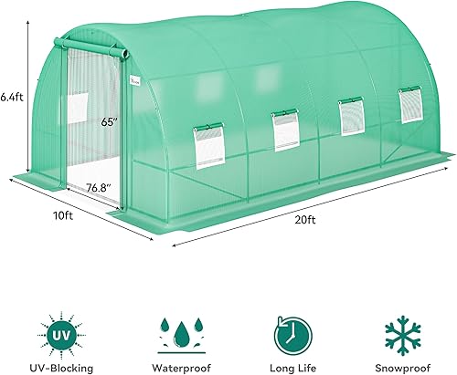 Miniatura 7 de YITAHOME Invernaderos grandes de 20 x 10 x 6.5 pies, túnel de alta resistencia, invernaderos para exteriores, portátil, para jardinería, con marco