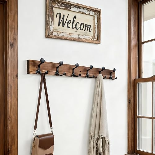 Miniatura 72 de SKOLOO Perchero de madera blanca de 17 pulgadas con 3 ganchos triples, ideal para entradas familiares, aulas y almacenamiento de suministros para