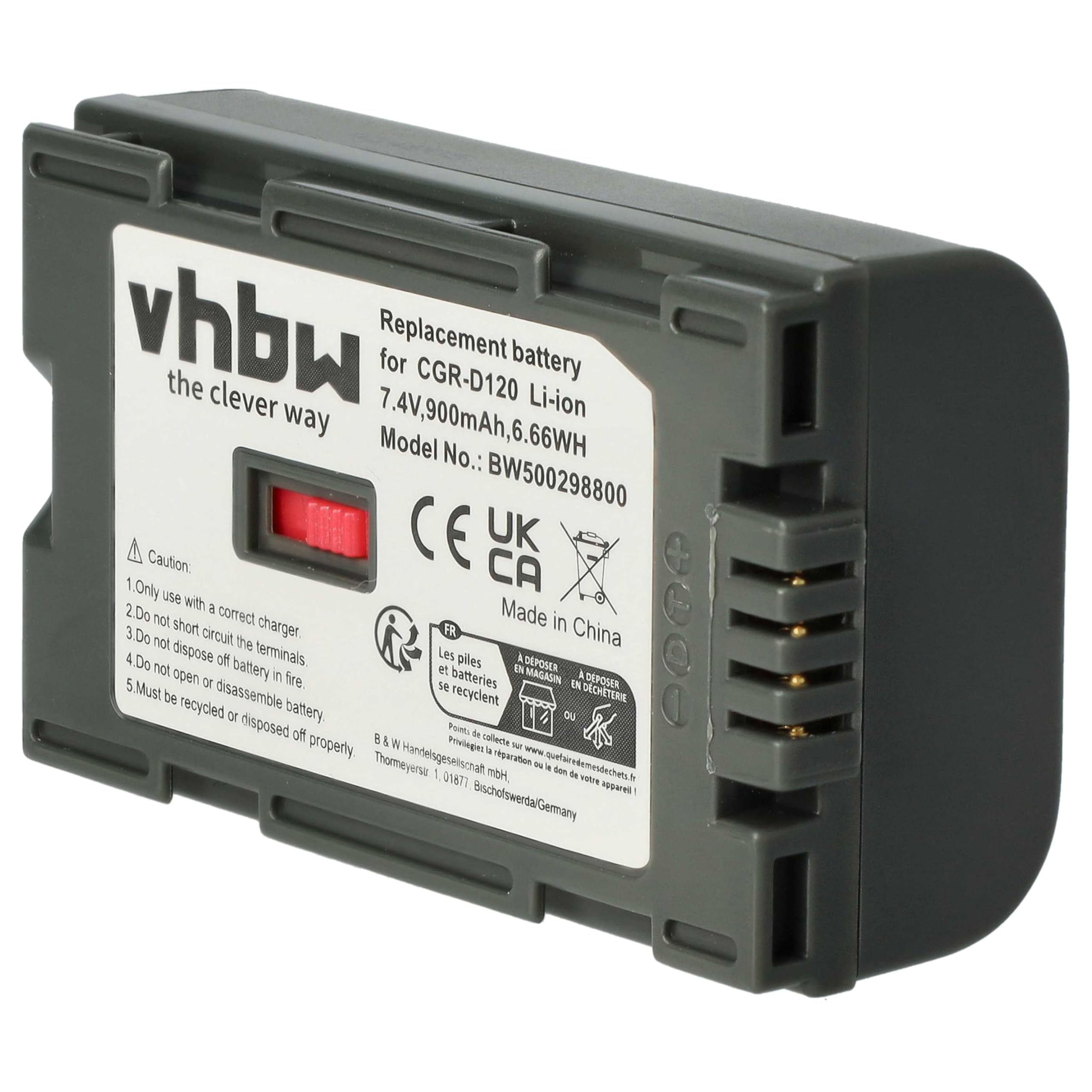 vhbw 1x Batterie Compatible avec Panasonic NV-DS150, NV-DS25, NV-DS27, NV-DS28, NV-DS29, NV-DS3 caméra vidéo caméscope (900mAh, 7,2V, Li-ION)