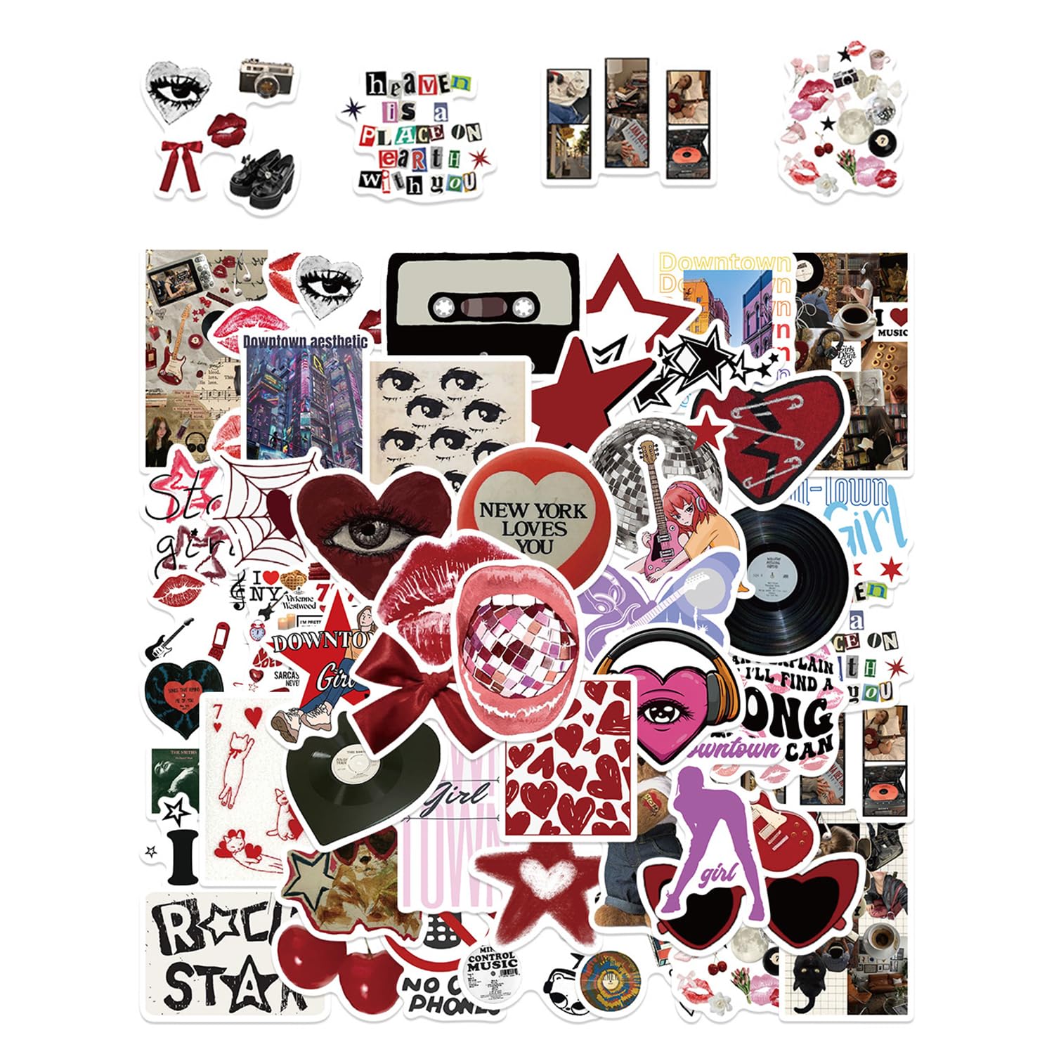 GDFHBD 100 Stickers, Trendy Style Waterproof Stickers, Aesthetic Diy Decorative Stickers, Suitable For Guitars, Notebooks, Suitcases, Water Cups.