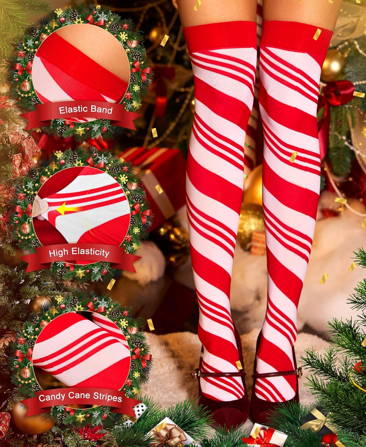 RSLOVE Christmas Lingerie for Women and Christmas Thigh High Stockings