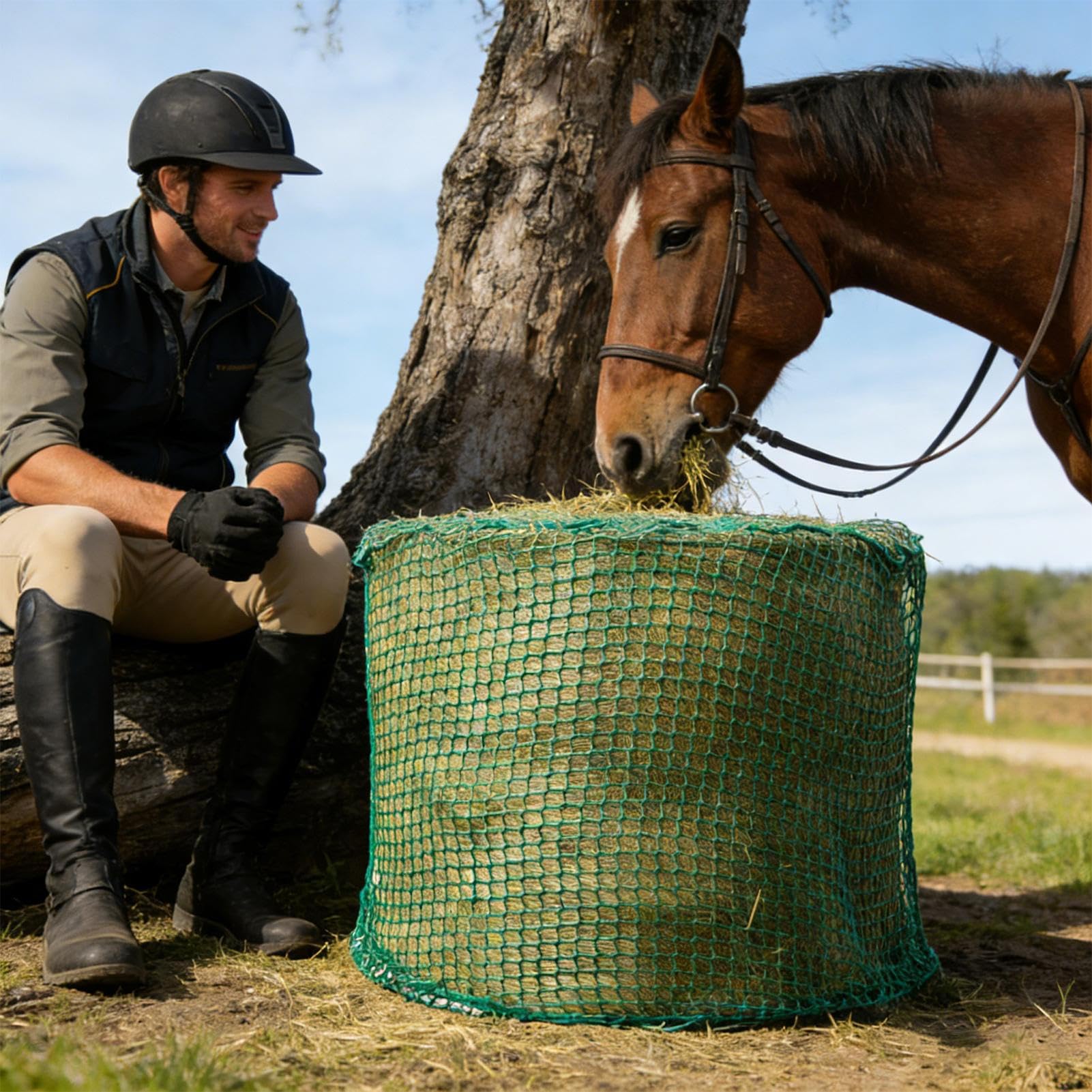 Red para Heno Bolsa de Alimento para Caballos | Bolsa de Almacenamiento de Heno para Cabras Para Pesebres, Paddocks, Veterinarios, Establos, Escuelas Ecuestres Y