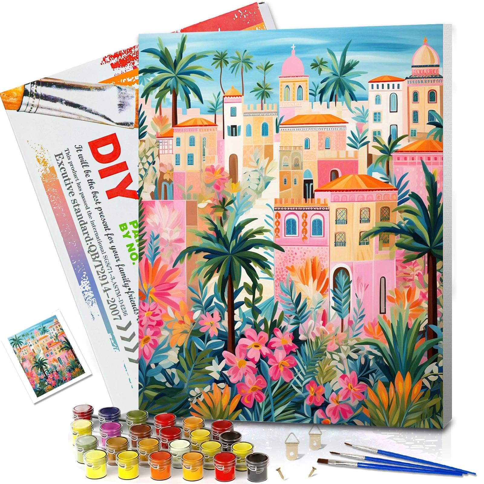 YALKIN Paint by Numbers Kits for Adults, House Framed Painting by Number Kits On Canvas, DIY Color Oil Painting Acrylic Paints, Home Wall Decor 12x16in/30x40cm (with Frame)