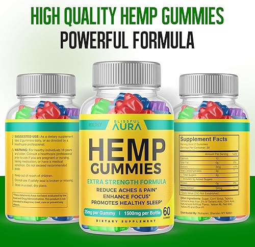 Miniatura 4 de Paquete de 2 gomitas Blissful Aura - Fórmula oficial - Gomitas BlissfulAura con extracto de cáñamo fórmula avanzada extra fuerte, gran sabor 2023