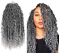 Vista 48 de Locs de diosa de imitación de pelo de ganchillo boho, locs de río boho, hippie ondulado de ganchillo con cabello rizado en el medio y puntas
