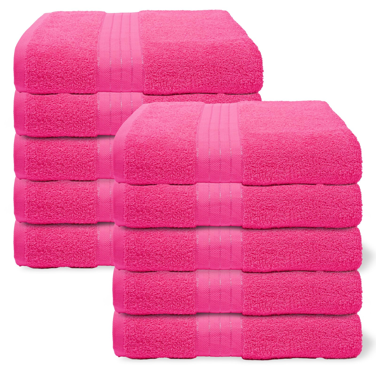 Brentfords Hand Towels Pack of 10, Super Soft 100% Cotton Highly Absorbent Fade Resistant Quick Dry Bright Pink Hand Towels For Bathroom Kitchen Gym Home Essentials, 50x80cm