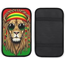 Decorative Auto Car Accessories Handrail Box Middle Console Cover Universal Fit Rasta Flag Rastafarian Reggae Lion