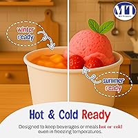 Vista 5 de MT Products Vasos de sopa de papel blanco con tapas de papel ventiladas de 8 onzas – 20 tazas y 20 tapas – Vasos desechables para helado o cuencos