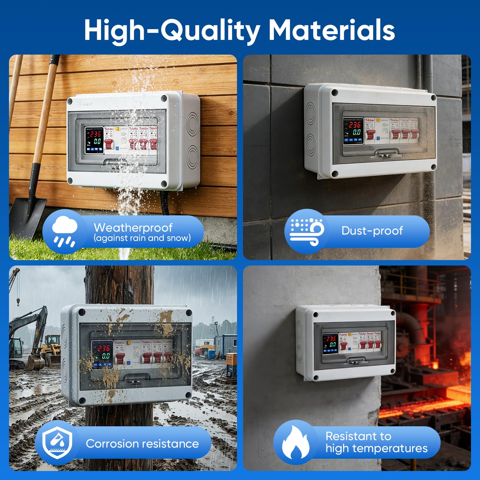 Quadro Portafusibili Parete, Quadro Distribuzione Parete IP65 Sezionatori AC 32A 16A 10A Quadro Distribuzione Dell'alimentazione Interruttore Automatico 63A Per Uso in Officina e Domestico