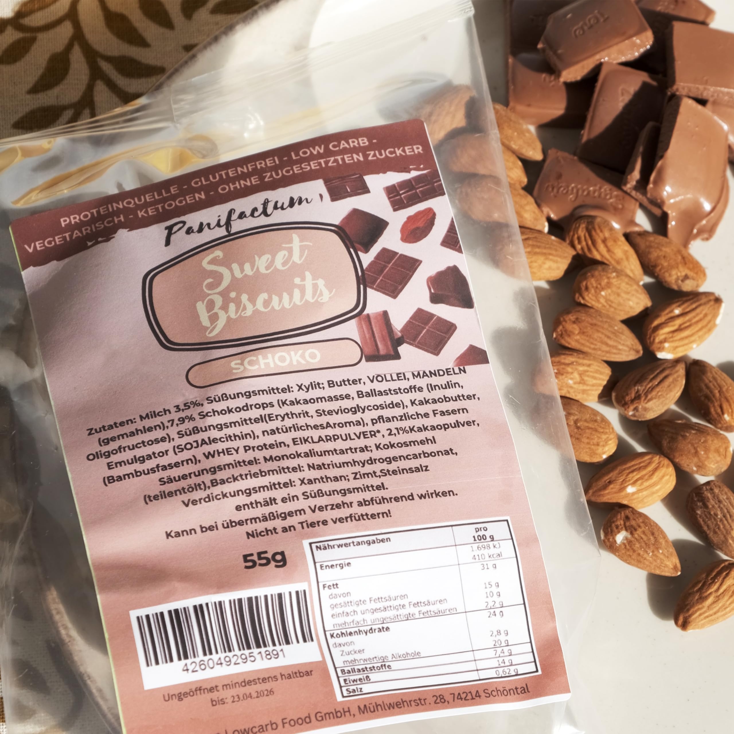 Panifactum Kuchen am Stiel Schoko, Fertiger Low Carb Kuchen-Snack, 55 g | Ketogen, Zuckerreduziert & Glutenfrei, Stielkuchen, Proteinreicher Snack für Unterwegs, Intensiv Schokoladiger Geschmack