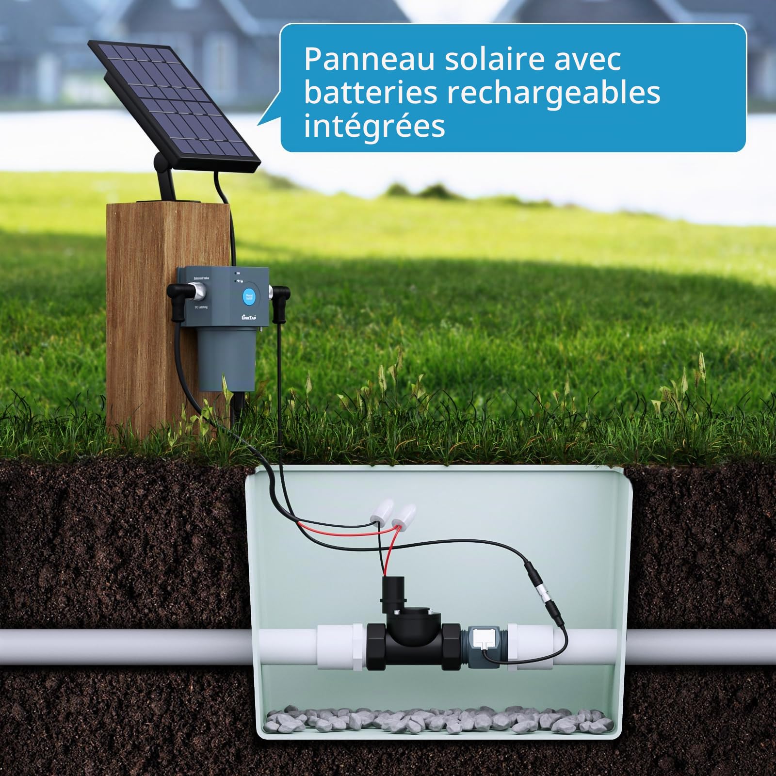 LinkTap ValveLinker Convertisseur DC avec Manchon Étanche, 9-24V à 9V | Uniquement pour LinkTap ValveLinker, Convertit une entrée DC 9-24V en sortie DC 9V, pour solaire, adaptateurs AC/DC