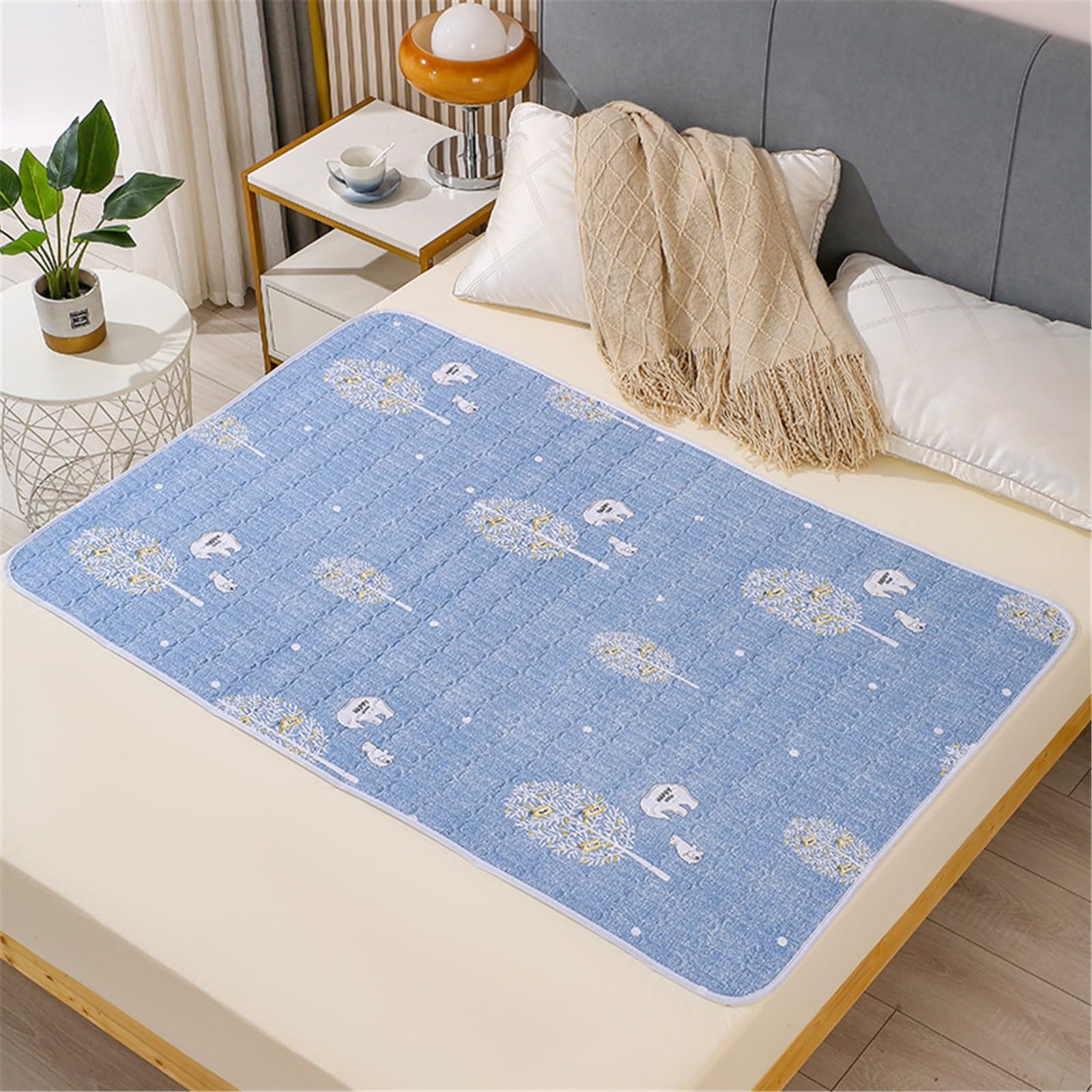 AHUAN Verano Empapadores Cama Adultos Lavables con Asas Reforzadas, Autocaravana Protector Cama Portátiles Empapador Protector de Cama, Niños(200x230cm,Blue B)