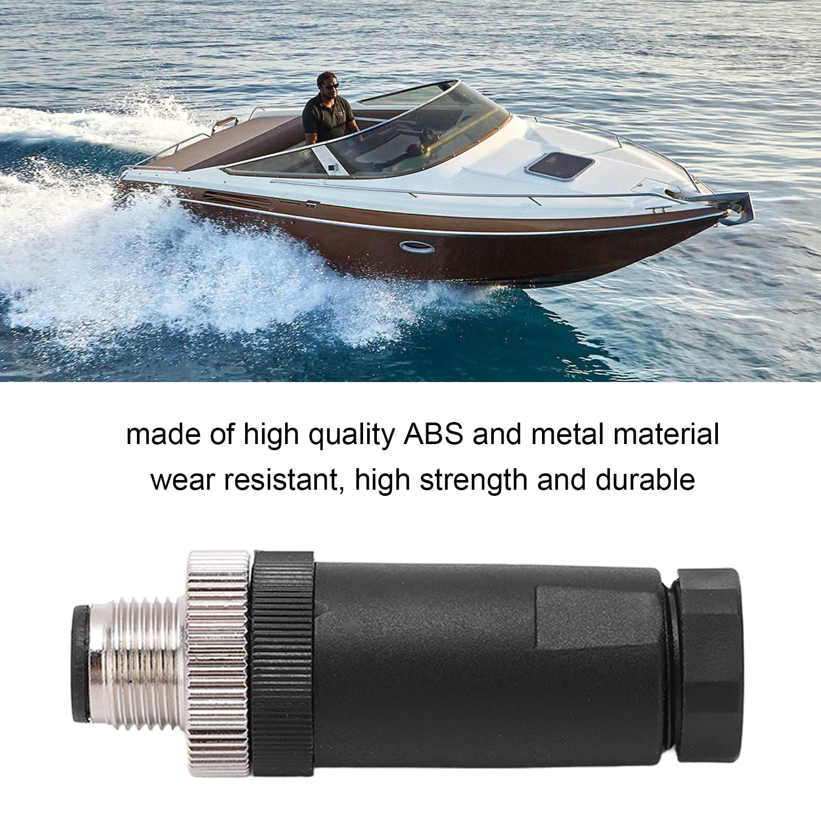 VOBOR Conector Instalable en Campo Macho M12 5 Core IP67, Accesorios para Barcos para Redes para Conector Instalable en Campo NMEA 2000