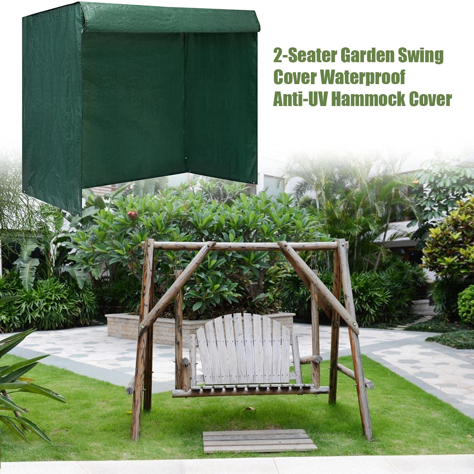 Copertura Impermeabile Per Dondolo Da Giardino - Tettoia Antivento E Anti-UV, Verde 142x120 Cm - Foto 3