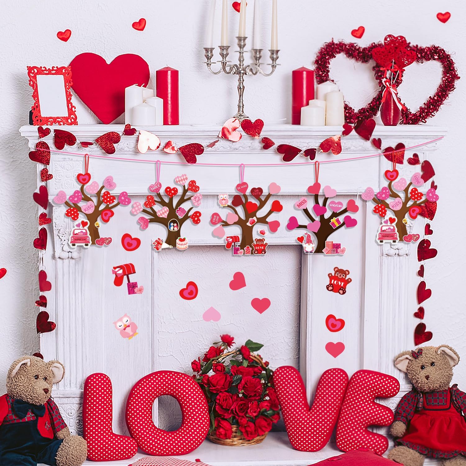 SULOLI 24 Pack DIY Love Heart Tree Craft, Valentine's Day Heart Tree Heart-Shaped Craft Kit for Valentine's Day Wedding Mother's Day Party Favor Supplies